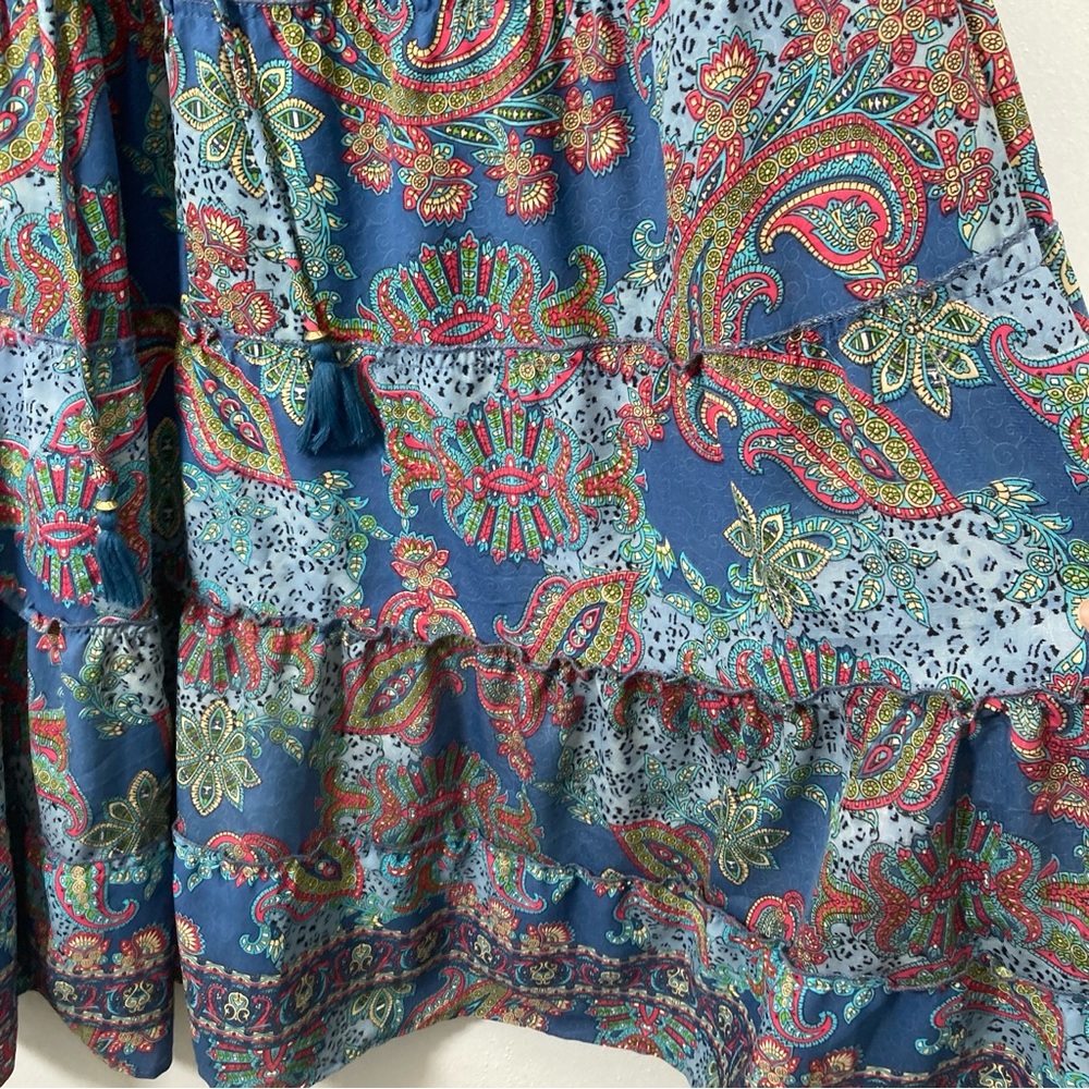 Anthropologie boemo Kimono Maxi Dress Womens Sz L Paisley Caftan - Picture 6 of 16